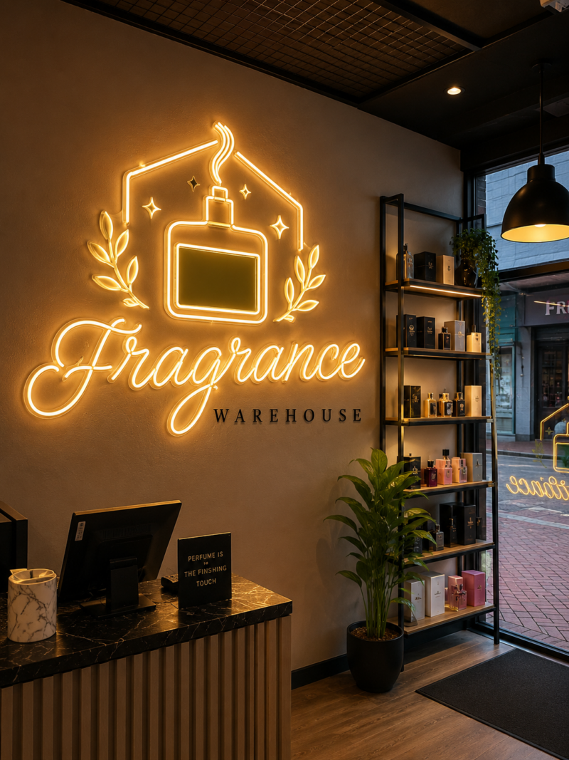 Fragrance Warehouse neon install