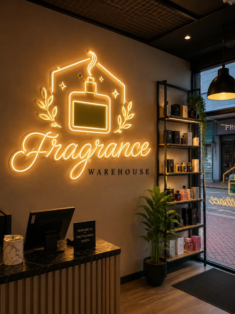 Fragrance Warehouse neon install